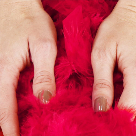 Ghirlanda pentru decor sau bradul de Craciun, model puf si pene, rosu intens, 180cm [4]