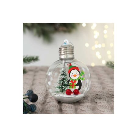 Glob de Craciun, , cu LED, Model Pinguin, 10 x 5 x 3 cm, Multicolor [4]