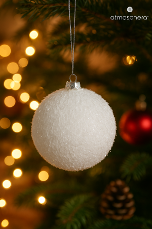 Glob decorativ Atmosphera cu sclipici, efect zapada, diametru 9 cm, alb [3]