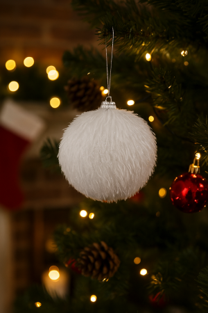 Glob decorativ Atmosphera cu sclipici, efect zapada, diametru 9 cm, alb [2]