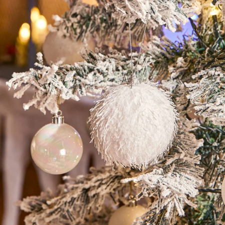 Glob decorativ Atmosphera cu sclipici, efect zapada, diametru 9 cm, alb [1]