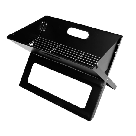 Gratar metalic pe carbune, pliabil, din otel cu tava cromata, 46x31x29cm, negru [8]