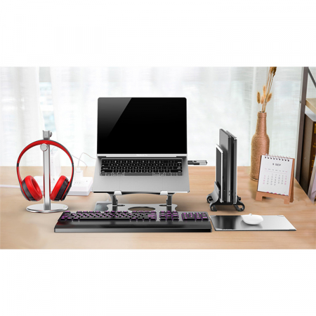 Suport pentru Laptop sau Notebook din Aluminiu, Pozitie si Inaltime Ajustabila, Portabil, Design Premium, Compatibilitate Universala [0]