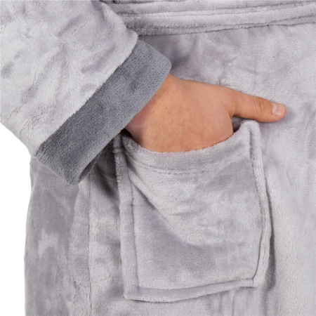 Halat de baie pentru barbati pana la genunchi, gluga mare, marimea M/L, gri [5]