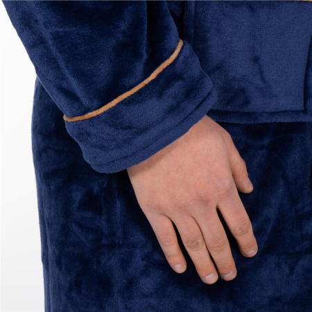 Halat de baie pentru barbati pana la genunchi, marimea XXL, albastru marin [4]