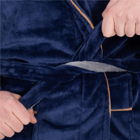 Halat de baie pentru barbati pana la genunchi, marimea XXL, albastru marin [2]