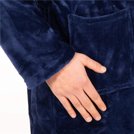 Halat de baie pentru barbati pana la genunchi, marimea XXL, albastru marin [5]