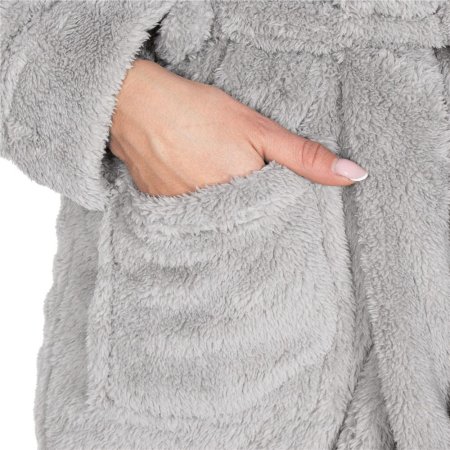 Halat de baie pentru femei pana la genunchi, cu gluga, marimea S/M, gri [7]