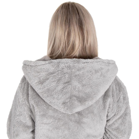 Halat de baie pentru femei pana la genunchi, cu gluga, marimea S/M, gri [5]