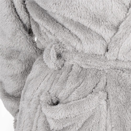 Halat de baie pentru femei pana la genunchi, cu gluga, marimea L/XL, gri [8]