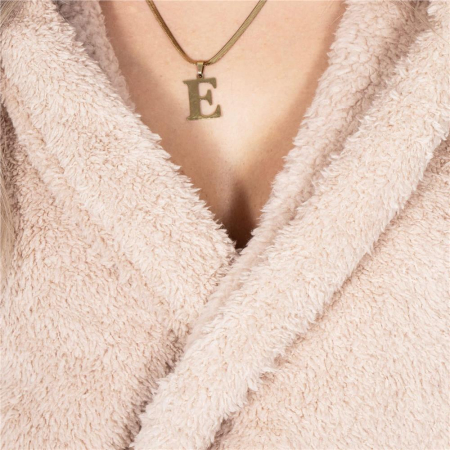 Halat de baie pentru femei pana la genunchi, gluga cu urechi , marimea S/M, bej [8]