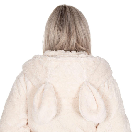 Halat de baie pentru femei pana la genunchi, gluga cu urechi , marimea S/M, bej [3]