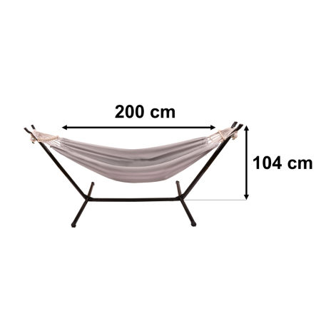 Hamac cu suport metalic, material textil 210x153 cm, cadru 247x133x104 cm, negru si gri [5]