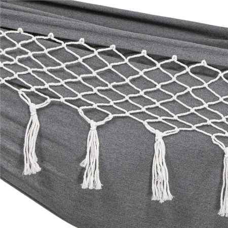 Hamac doua persoane cu franjuri si 2 perne, 200kg, 200×150 cm, gri inchis [16]