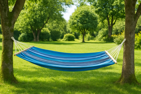 Hamac gradina cu bara din lemn, material textil, 120 kg, 200x100 cm, albastru [1]