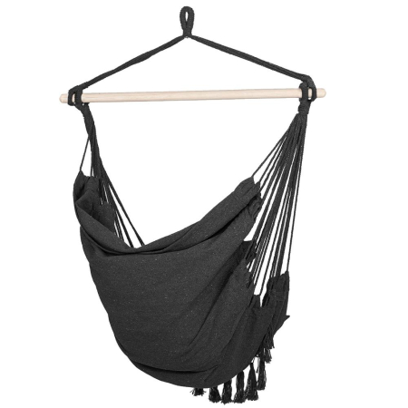 Hamac tip leagan suspendat pentru casa sau gradina, cu perne, 130x100cm, 150kg, gri inchis [5]