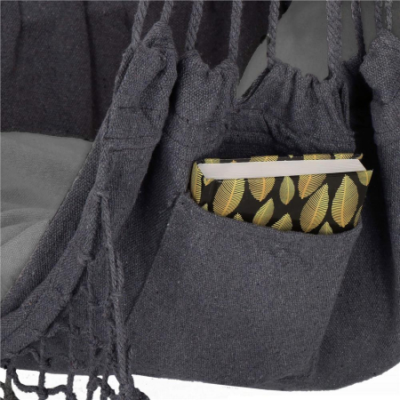 Hamac tip leagan suspendat pentru casa sau gradina, gri cu perne, 130x100cm, 150kg [18]