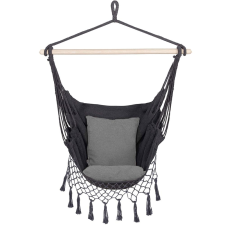 Hamac tip leagan suspendat pentru casa sau gradina, gri cu perne, 130x100cm, 150kg [20]