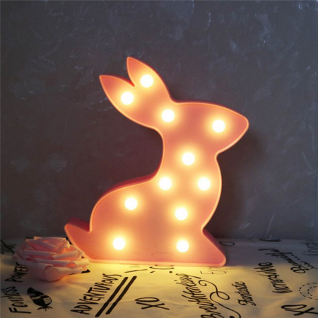 Lampa de Veghe cu Lumina Ambientala cu 11 Becuri LED Lumina Calda - Iepure, Roz [1]