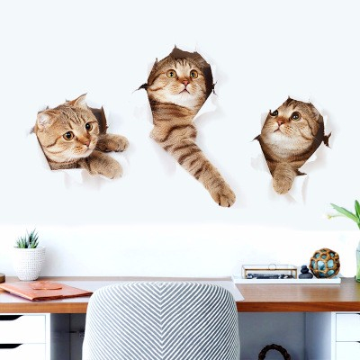 Sticker Autocolant Decorativ pentru Multiple Suprafete cu 3 Pisici Simpatice [6]
