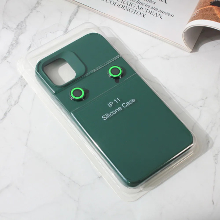 Husa Apple iPhone 13, , din Silicon Lichid, Interior din Microfibra, Lentile Fosforescente de Protectie Camera, Anti Amprenta, Rezistenta la Socuri, Verde [3]