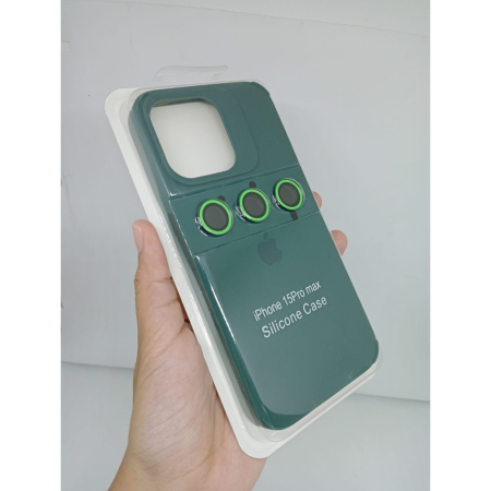 Husa Apple iPhone 13, , din Silicon Lichid, Interior din Microfibra, Lentile Fosforescente de Protectie Camera, Anti Amprenta, Rezistenta la Socuri, Verde [1]