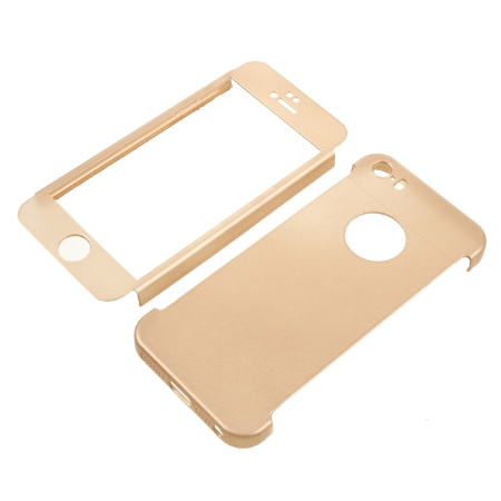 Husa Apple iPhone 5/5S/SE Full Cover 360 Auriu + Folie de protectie [3]