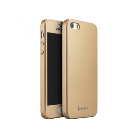 Husa Apple iPhone 5/5S/SE IPAKY Full Cover 360 Auriu cu Folie Cadou [5]