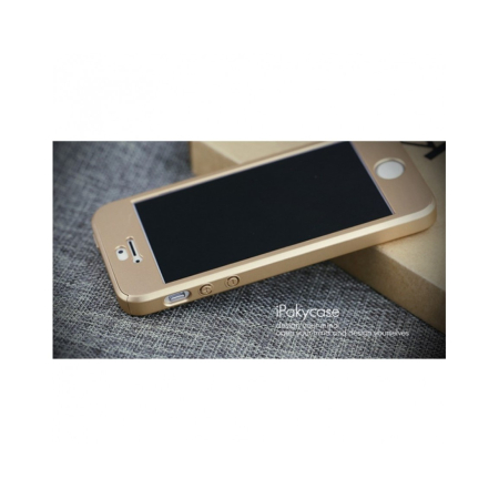 Husa Apple iPhone 5/5S/SE IPAKY Full Cover 360 Auriu cu Folie Cadou [7]