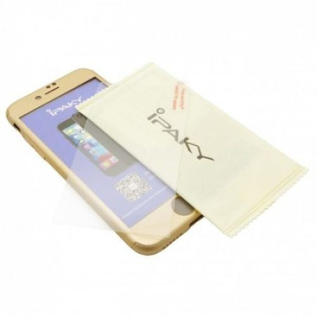 Husa Apple iPhone 6/6S IPAKY Full Cover 360 Auriu + Folie Cadou [4]