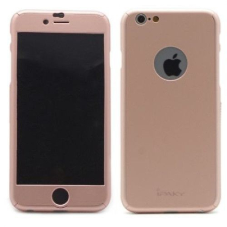 Husa Apple iPhone 6/6S IPAKY Full Cover 360 Roz Auriu + Folie Cadou [7]