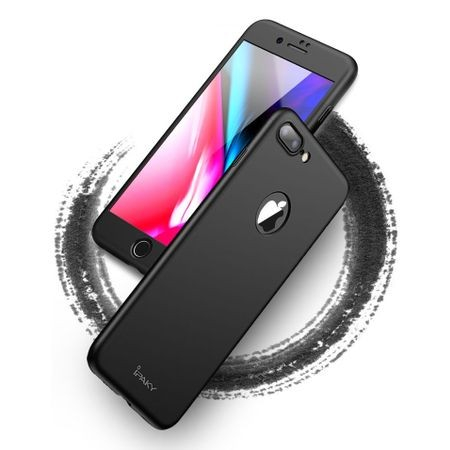 Husa Apple iPhone 8 Plus IPAKY Full Cover 360 Negru + Folie Cadou [2]