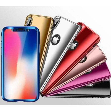 Husa Apple iPhone X Full Cover 360 Negru lucios + Folie de protectie [2]