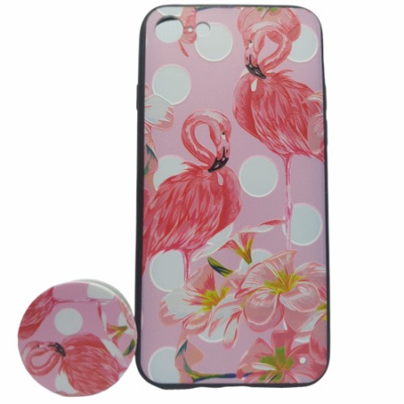 Back Case - Husa Apple iPhone XR Multicolor Model Flamingo + Popsocket inclus