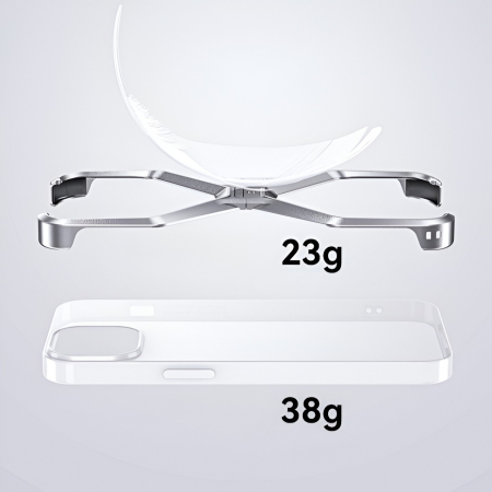 Husa Armor X Compatibila cu iPhone 15, , Aliaj de Aluminiu, Antisoc, Antizgarieturi, Impermeabila, Margini cu 2 Straturi, Aderent, Montare Usoara, Surubelnita Inclusa, Gri Metalizat [2]