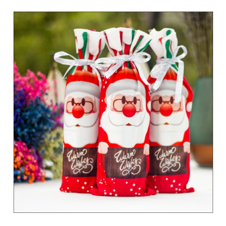 Husa Craciun pentru sticla de vin , tema Mos Craciun, material textil, 34 cm, multicolor [3]