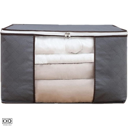 Husa Depozitare ORIGINAL DEALS Gri, 60 x 40 x 35 cm, Fermoar Dublu, Fereastra Transparenta si Manere [7]