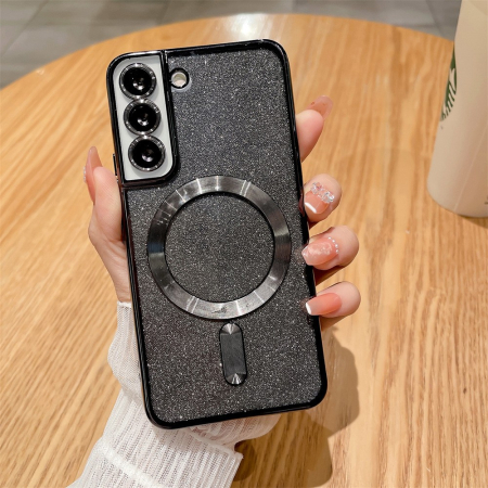 ✨TOATE PRODUSELE✨ - Husa de Protectie 2 in 1, , pentru Samsung Galaxy S23FE, Glitter Chrome Magsafe, din TPU, Magnetica, cu Protectie Lentila, Negru