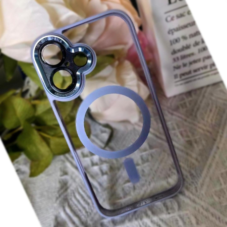 Husa de Protectie Compatibil cu iPhone 16, , Incarcare Wireless, Tehnologie Magsafe, Carcasa din TPU/ PC, Protectie Camera, Antisoc, Antizgariere, Mov - Transparent [1]