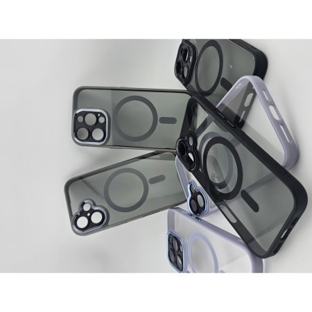 Husa de Protectie Compatibil cu iPhone 16 Pro, , Incarcare Wireless, Tehnologie Magsafe, Carcasa din TPU/ PC, Protectie Camera, Antisoc, Antizgariere, Negru - Transparent [7]