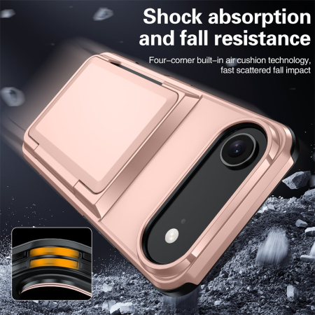 Husa de Protectie compatibila Apple iPhone 17 Air, , Compartiment pentru Carduri, Anti-alunecare, Protectie PC, Rezistenta la Zgirieturi, Rose Gold [6]