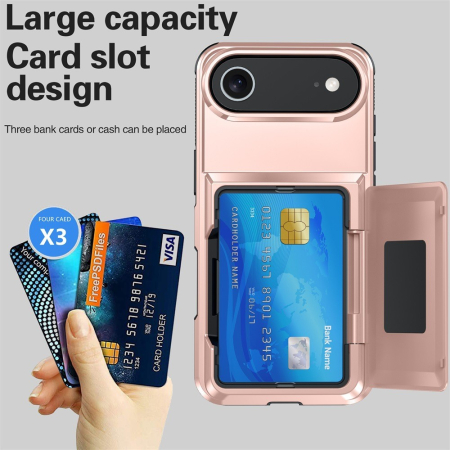 Husa de Protectie compatibila Apple iPhone 17 Air, , Compartiment pentru Carduri, Anti-alunecare, Protectie PC, Rezistenta la Zgirieturi, Rose Gold [3]