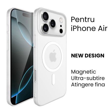 Husa de Protectie compatibila Apple iPhone 17 Air, , Magnetica Ultra-subtire, Anti-alunecare, Protectie PC, Rezistenta la Zgirieturi, Alb [1]
