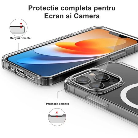 Husa de protectie compatibila cu Apple iPhone 15 Plus, MagSafe Blister, gaura mare camera, transparenta [3]
