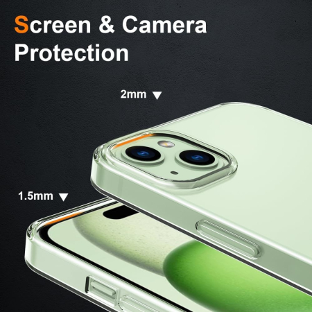 Husa de Protectie din Silicon, pentru Apple iPhone 15 Plus, PC, Antisoc, Rezistenta la Impact, Transparenta [2]