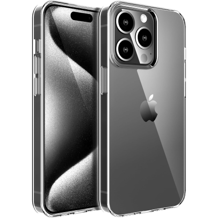 ✨TOATE PRODUSELE✨ - Husa de Protectie din Silicon, pentru Apple iPhone 15 Pro Max, PC, Antisoc, Rezistenta la Impact, Transparenta