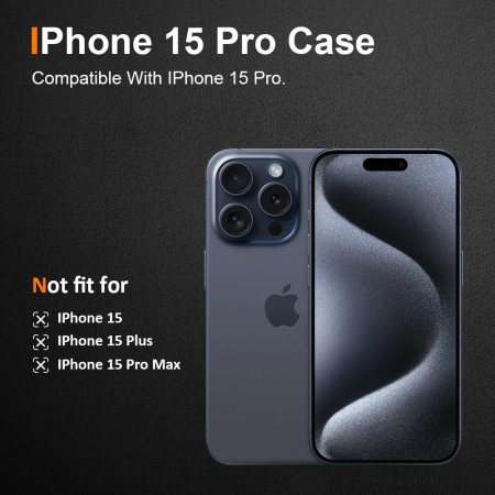 Husa de Protectie din Silicon, pentru Apple iPhone 15 Pro, PC, Antisoc, Rezistenta la Impact, Transparenta [5]