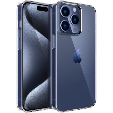 ✨TOATE PRODUSELE✨ - Husa de Protectie din Silicon, pentru Apple iPhone 15 Pro, PC, Antisoc, Rezistenta la Impact, Transparenta