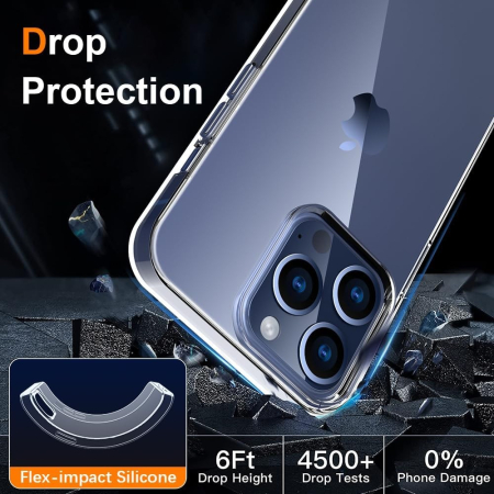 Husa de Protectie din Silicon, pentru Apple iPhone 15 Pro, PC, Antisoc, Rezistenta la Impact, Transparenta [4]