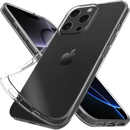 ✨TOATE PRODUSELE✨ - Husa de Protectie din Silicon, pentru Apple iPhone 16 Pro, PC, Antisoc, Rezistenta la Impact, Transparenta